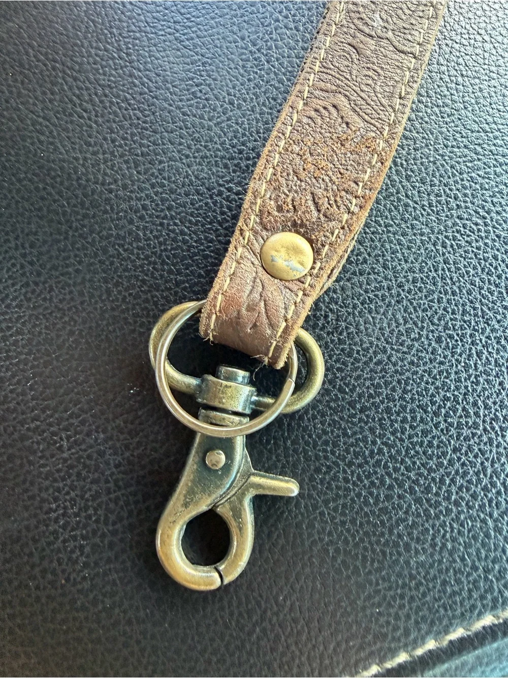 myra brown leather keychain